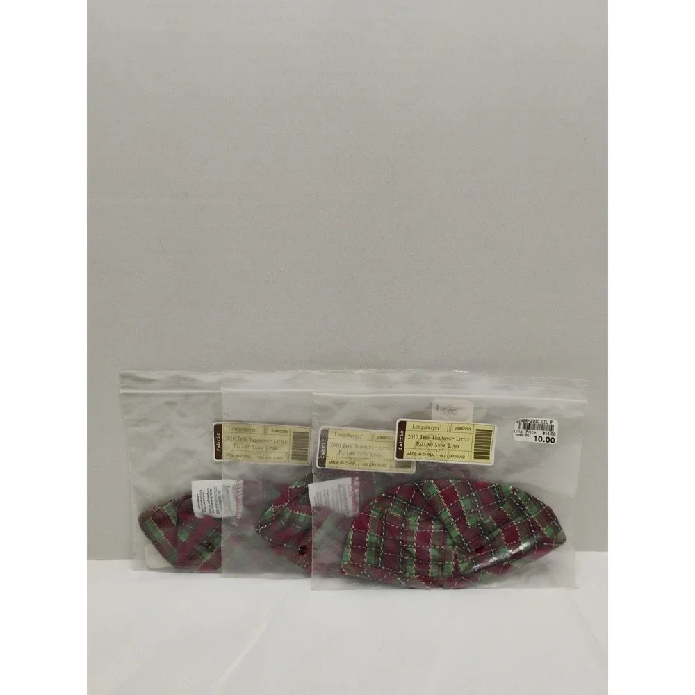 Longaberger 2010 Tree Trimming Little Falling Snow Liner 23882293 Plaid Lot Of 3